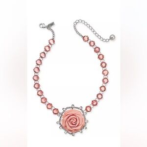 Kate Spade Pink and Silver Necklace with Floral Design